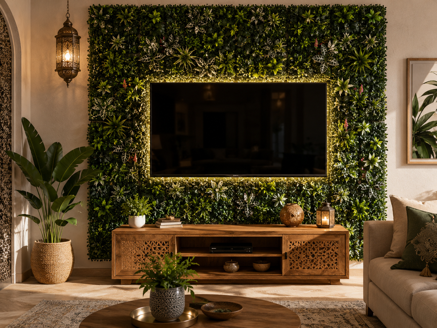 Set of 4 Premium Artificial Foliage Wall Panels 60x40cm – Stylish Green Decoration for Living Room, Entrance, Kitchen & More