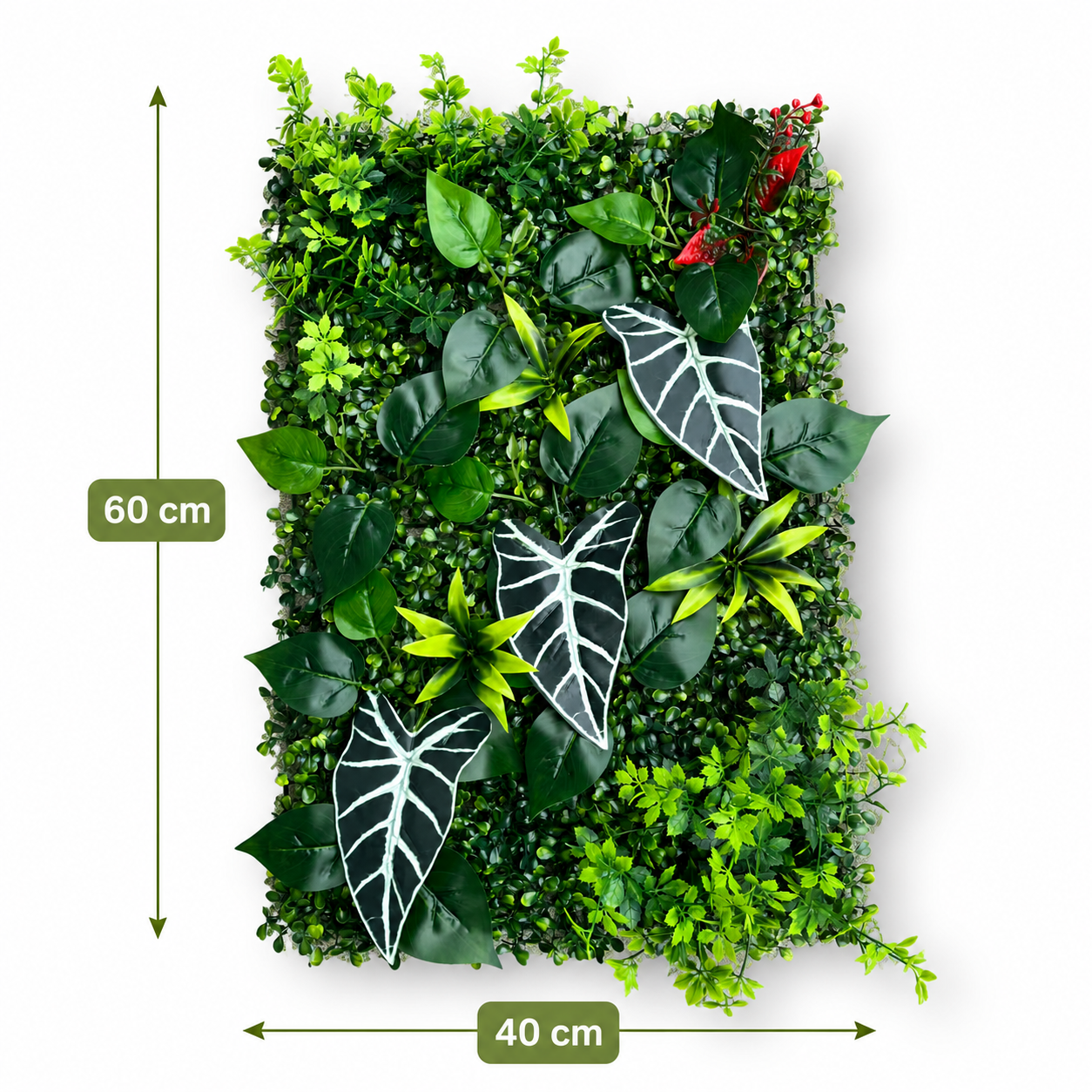 Set of 4 Premium Artificial Foliage Wall Panels 60x40cm – Stylish Green Decoration for Living Room, Entrance, Kitchen & More