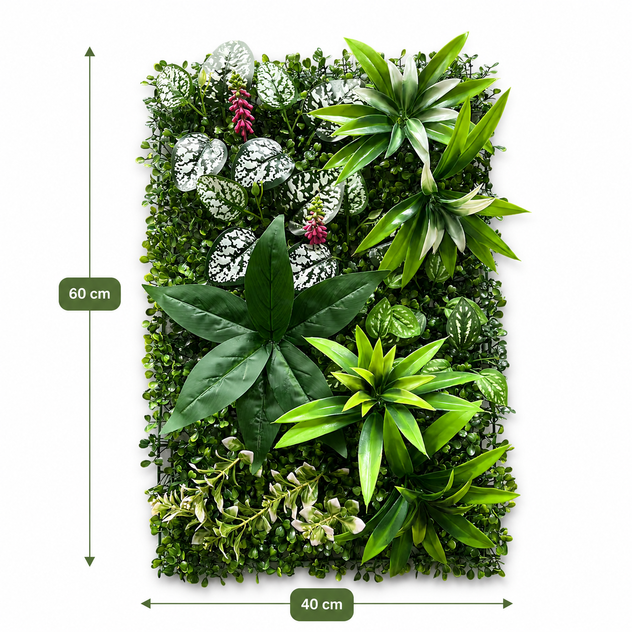 Set of 4 Premium Artificial Foliage Wall Panels 60x40cm – Stylish Green Decoration for Living Room, Entrance, Kitchen & More